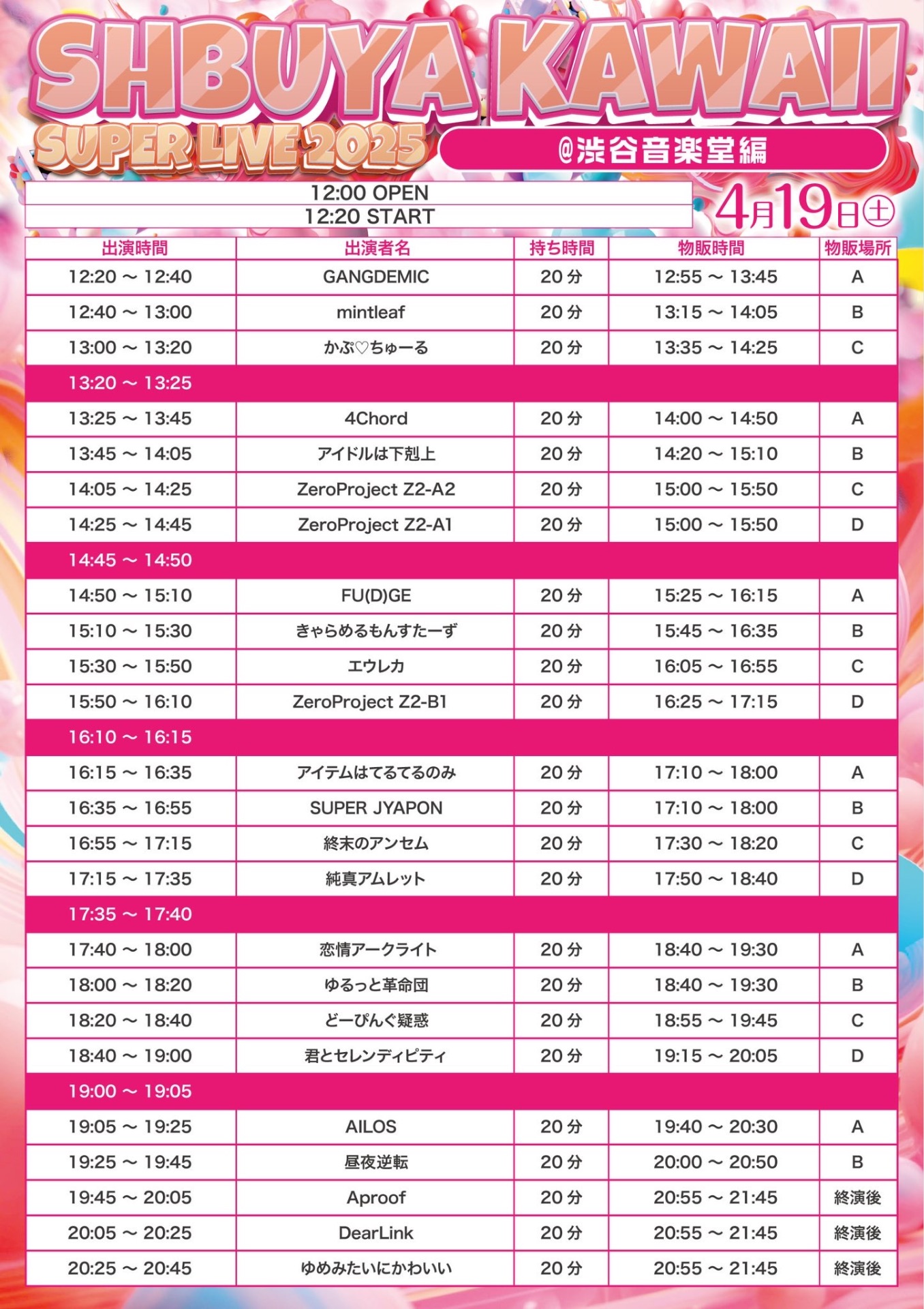 SHBUYA KAWAII SUPER LIVE 2025 渋谷音楽堂編 - TimeTree