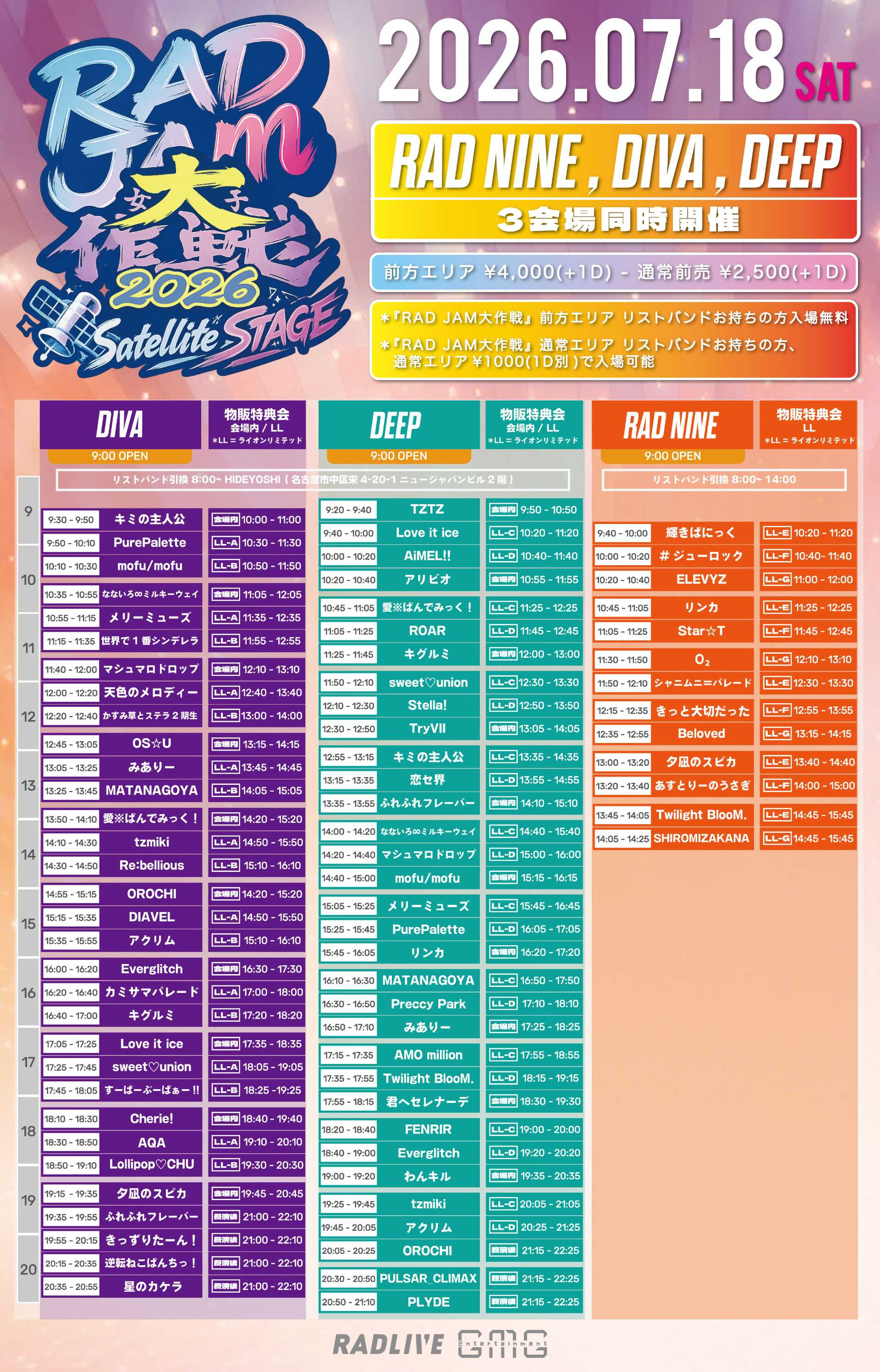 名古屋】RAD JAM大作戦 サテライトSTAGE - TimeTree